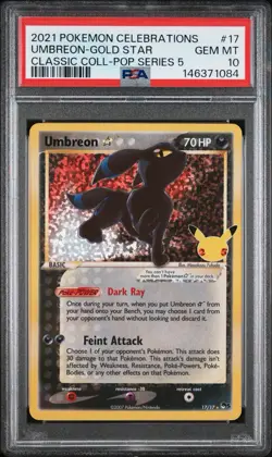 2021 POKEMON CELEBRATIONS CLASSIC COLLECTION #17 UMBREON-GOLD STAR PSA 10 - Image 1