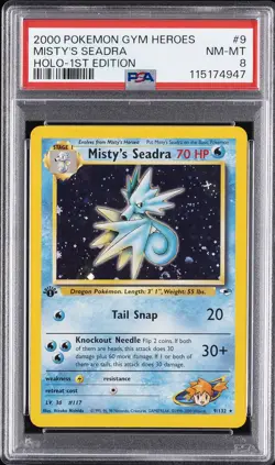 2000 POKEMON GYM HEROES HOLO-1ST ED #9 MISTY'S SEADRA PSA 8 - Image 1