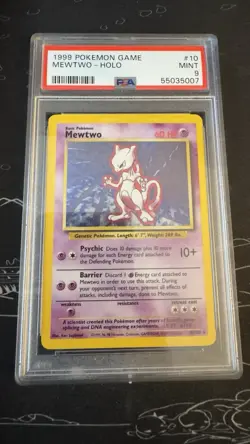 PSA 9 MEWTWO 1999 Pokemon Base Set #10/102 Unlimited Holo Rare - Image 1