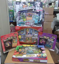 POKEMON ASCENDED PIN & (2) TECH + BLACK WHITE POSTER + ARMAROUGE EX BOX LOT - Image 1