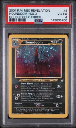 Pokemon TCG Houndoom DOUBLE HOLO ERROR 🔥 Neo Revelation Holo Rare 8/64 PSA 4 - Image 1