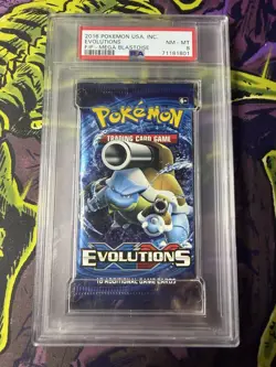 2016 Pokemon Evolutions Booster Pack Mega Blastoise PSA 8 - Image 1