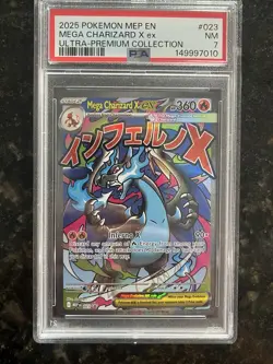 2025 POKEMON MEP EN-ME BLACK STAR PROMO #023 MEGA CHARIZARD X ex PSA 7 - Image 1