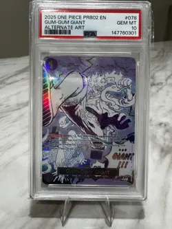 Bandai One Piece Gum-Gum Giant Alternate Art Foil Rare OP09-078 2025 PSA 10 - Image 1