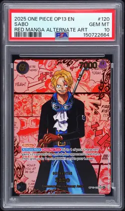 2025 ONE PIECE OP13-CARRYING ON HIS WILL RED MANGA ALTERNATE ART SABO PSA 10 - Image 1