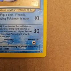 Pokemon Light Azumarill 13/105 – Neo Destiny – Holo Rare – light play - Image 4