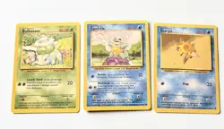 1999 Pokemon Base Set Starter Lot Bulbasaur Squirtle Staryu 44/102 63/102 65/102 - Image 1