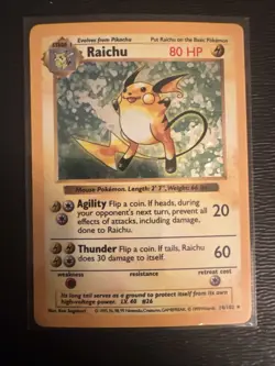 Pokemon TCG Raichu Base Set Holo Shadowless Rare Card 14/102 - Image 1