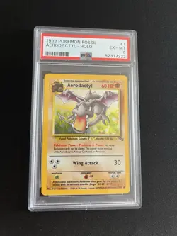 Aerodactyl 1/62 PSA 6 EXC-MINT Holo Rare Pokemon Card WOTC Fossil 1999 - Image 1