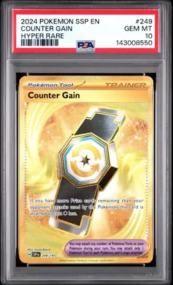 2024 POKEMON SSP EN-SURGING SPARKS HYPER RARE #249 COUNTER GAIN GOLD CARD PSA 10 - Image 1