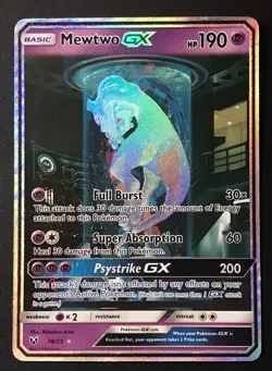 🔥 2017 Pokemon TGC MEWTWO GX Full Art Holo SECRET RARE 78/73 Shining Legends - Image 1
