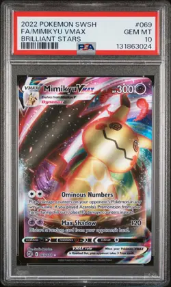 2022 POKEMON SWORD & SHIELD BRILLIANT STARS 069 FULL ART MIMIKYU VMAX PSA 10 - Image 3