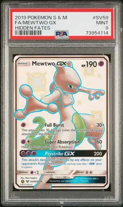 PSA 9 Mewtwo GX SV59/SV94 - Pokemon Hidden Fates - Shiny Ultra Rare - Image 1