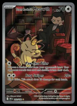 Team Rocket's Meowth 203/182 - Pokemon Destined Rivals - Illustration Rare (NM) - Image 1