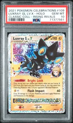 2021 Pokemon Luxray GL LV.X 109/111 Celebrations: Classic Collection Holo PSA 10 - Image 1