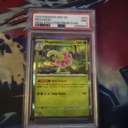 2025 POKEMON MEP EN-ME BLACK STAR PROMO MEGA EVOLUTION PRERELEASE MEGANIUM PSA 9 - Image 1