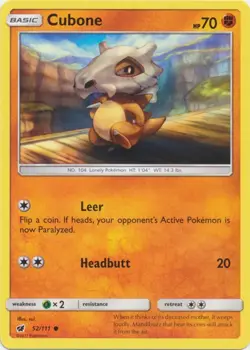 Cubone Common Normal SM - Crimson Invasion 52/111 NM Pokemon TCG - Image 1