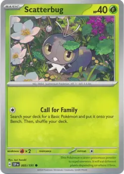 Scatterbug SSP 005/191 Pokemon SV08: Surging Sparks Common Normal NM - Image 1