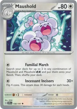 Maushold SSP 158/191 Pokemon SV08: Surging Sparks Uncommon Normal NM - Image 1