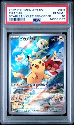 2022 POKEMON JPN SV PROMO SCARLET & VIOLET PRE-ORDER #001 PIKACHU PSA 10 - Image 1