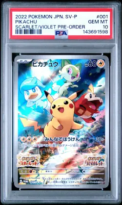 2022 POKEMON JPN SV PROMO SCARLET & VIOLET PRE-ORDER #001 PIKACHU PSA 10 - Image 1
