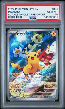 2022 POKEMON JPN SV PROMO SCARLET & VIOLET PRE-ORDER #001 PIKACHU PSA 10 - Image 1