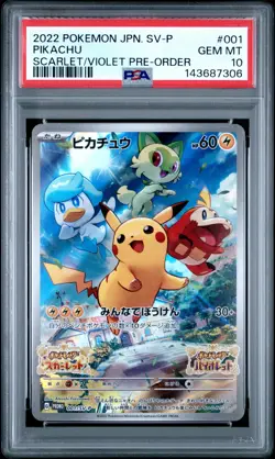 2022 POKEMON JPN SV PROMO SCARLET & VIOLET PRE-ORDER #001 PIKACHU PSA 10 - Image 1