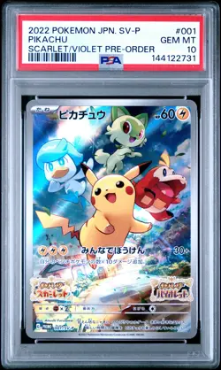 2022 POKEMON JPN SV PROMO SCARLET & VIOLET PRE-ORDER #001 PIKACHU PSA 10 - Image 1