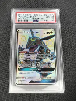 2018 Pokemon S&M Hidden Fates Premium Collection Promo Rayquaza GX #177a PSA 10 - Image 1