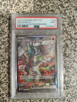 2025 POKEMON WHT EN-WHITE FLARE SPECIAL ILLUSTRATION RARE #166 RESHIRAM EX PSA 9 - Image 1