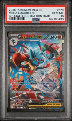 2025 POKEMON MEG EN-MEGA EVOLUTION #179 MEGA LUCARIO EX PSA 10 - Image 1