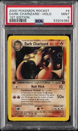 2000 POKEMON ROCKET 1ST ED #4 DARK CHARIZARD-HOLO PSA 9 - Image 1