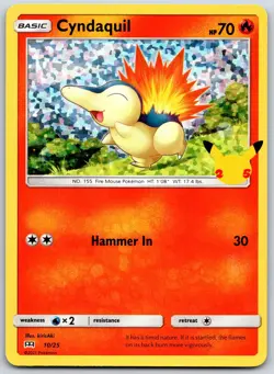 POKEMON MCDONALD'S 25TH ANNIVERSARY PROMOS CYNDAQUIL 010/025 PROMO HOLO NM - Image 1