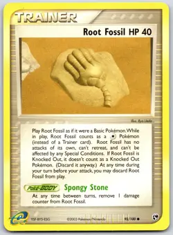 POKEMON SANDSTORM ROOT FOSSIL 92/100 COMMON NON HOLO NM - Image 1