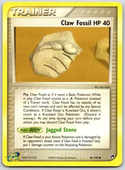 POKEMON SANDSTORM CLAW FOSSIL 90/100 COMMON NON HOLO NM - Image 1
