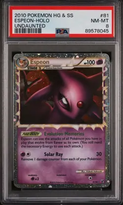 Pokemon Espeon Prime 81/90 - PSA 8 NM MT - HGSS Undaunted Holo Rare! - Image 1