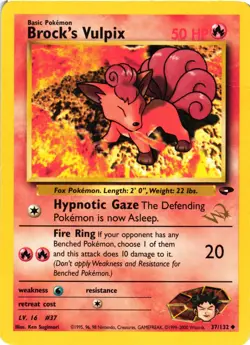 Pokemon TCG Brock's Vulpix WoTC Promo 37/132 Uncommon DMG - Image 1