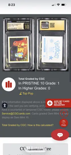 2000 Pokemon Pikachu Squirtle Charmander Merlin Series 2 CGC Prestine 10 POP 1 - Image 3