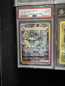 2025 POKEMON PRISMATIC EVOLUTIONS SPECIAL ILLUSTRATION RARE VAPOREON EX PSA 8 - Image 1