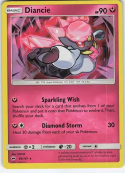 Diancie 94/147 Reverse Holo Holo Rare SM - Burning Shadows NM Pokemon - Image 1