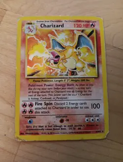Charizard Holofoil Base Set Damaged Ungraded 4/102 Pokemon Card - Image 1