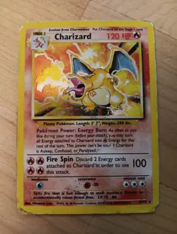 Charizard Holofoil Base Set Damaged Ungraded 4/102 Pokemon Card - Image 3