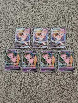 MEW VMAX 114/264 Pokemon World Championships Fusion Strike Variant 7 card lot - Image 1