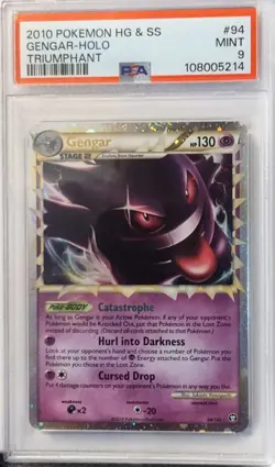 Pokemon 2010 HeartGold SoulSilver Triumphant Gengar prime 94 PSA 9 Mint - Image 1