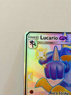 Pokemon TCG Sun Moon Hidden Fates Shiny Lucario GX SV64 2019 (Off Center) Mint - Image 3
