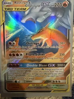 Pokemon Reshiram & Charizard GX TAG TEAM Ultra Rare Holo 20/214 270 HP - Image 1