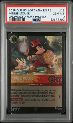 2025 DISNEY LORCANA EN P2-PROMO #35 MINNIE MOUSE - DARING DEFENDER PSA 10 - Image 1
