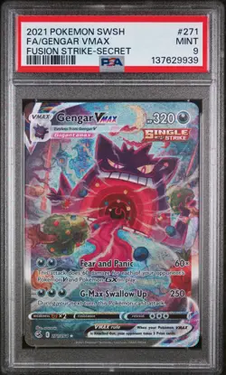 2021 POKEMON SWORD & SHIELD FUSION STRIKE SECRET #271 FULL ART/GENGAR VMAX PSA 9 - Image 1