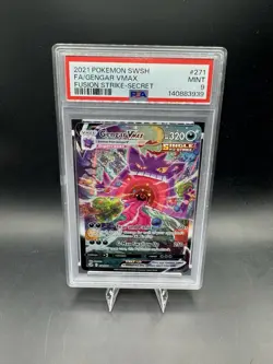 2021 Pokemon SWORD & SHIELD Fusion Strike SECRET #271 Full Art GENGAR VMAX PSA 9 - Image 1