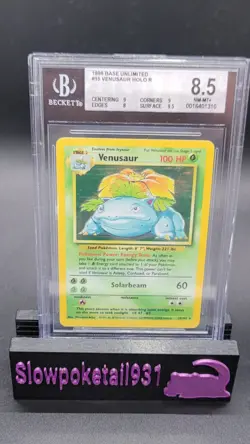 Venusaur Base Set Unlimited Holo Rare Card 15/102 BGS 8.5 NM-MT - Image 1